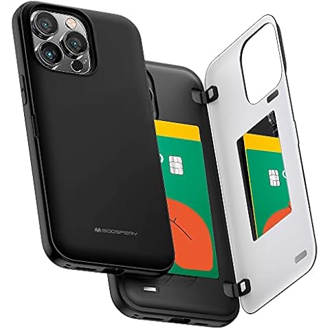Goospery Magnetic Door Bumper Case Compatible with iPhone 14 Pro Max, Dual Layer Protective Card Holder Wallet Protective Case with Hidden Mirror (Black) Cover
