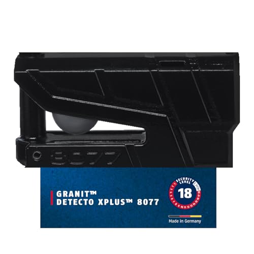ABUS Bremsscheibenschloss GRANIT Detecto XPlus 8077 - Motorradschloss mit Alarm und XPlus Zylinder - ABUS-Sicherheitslevel 18 - Gelb