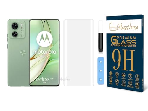 Image of GlassVerse Edge 40 UV Tempered Glass Screen Protector. Pack Of 1 | 3D Curved Edge | 9H Hardness | Full UV Glue with UV Light | Anti-Scratch | Case Friendly | HD Clear. (6.55 Inches)