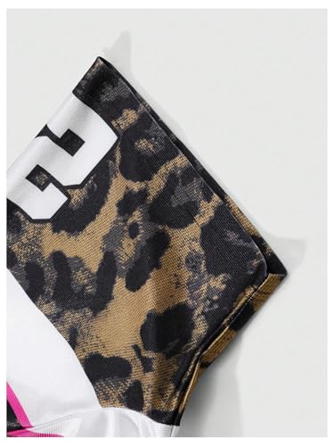 WDIRARA Men's Cheetah Letter Graphic Tees Oversized V Neck Short Sleeve Jersey T Shirt Tops4