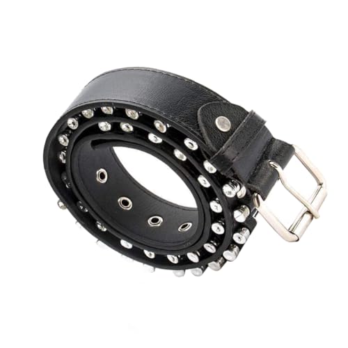Punk Bullet Belt for Men Fashionable Faux Leather Waistband Alloy Buckle Everyday Use Waistband