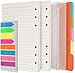 A6 Paper Refills 3 pack 270 pages lignées + 5 intercalaires colorés + 160 drapeaux d'index adhésifs fluo avec règle + 2 pochettes A6 pour classeur à 6 anneaux rechargeables A6 pour agenda de journal