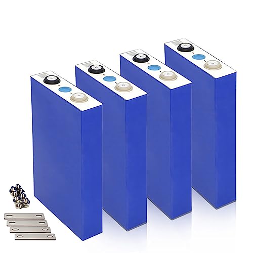 HiXiMi LiFePO4 Cells 3.2V 54Ah 4pcs Battery Rechargeable Lithium Iron Phosphate,Max.Continuous Discharge/Charge 50A, Support Multiple Series or Parallel DIY Battery Pack with busbars and Nuts