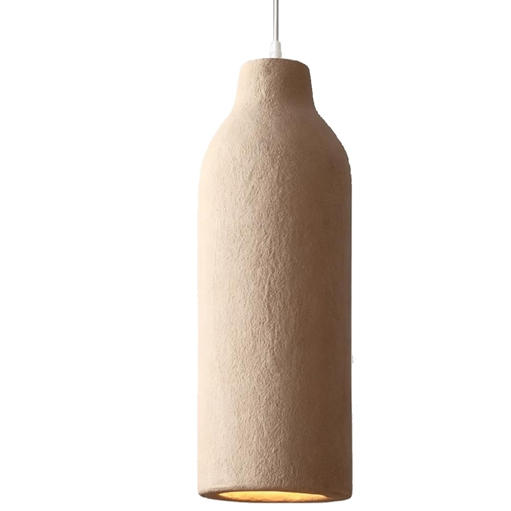 ESIYUVO Italian Minimalist Pendant Lights Light Brown Ceramic Jar Shade Chandelier High-Density Polystyrene Hanging Lamp E27 Bedroom Lighting Fixture for Kitchen Island Living Room Hall Dining Room