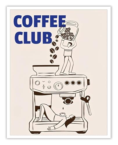 Abstract Funny Espresso Art, Coffee Machine Poster for Kitchen Decor, Coffee Bar & Living Room(Unframed,08x12inch(20x30cm))