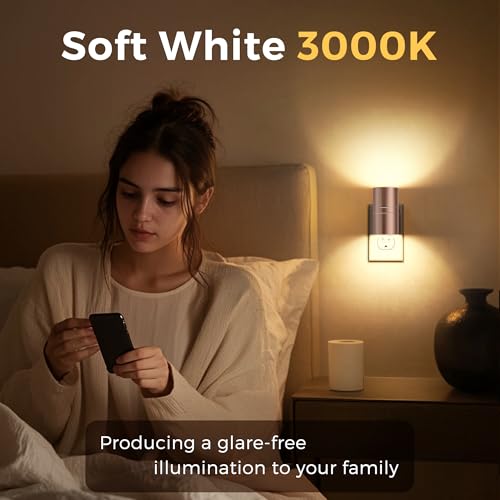 Image of L LOHAS LED Night Light, 2 Pack Night Lights Plug into Wall, Automatic Dusk to Down Nightlight, 3000K Soft White 0-100LM Dimmable Modern Nightlight for Kids Bedroom Hallway