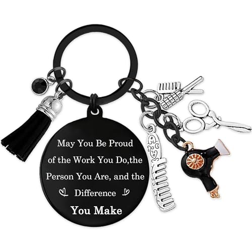 Hair Stylist Gifts Hairdresser Keychain - Inspirational Hairstylist Thank You Keyring Comb Scissors...