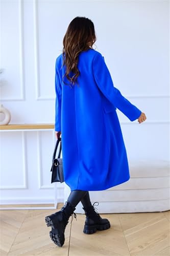 Mormon Wives Blue Coat Women,Winter Wool Blend Mid-Long Coat,Winter Long Pea Coat with Pockets3