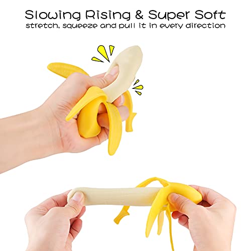 ATESSON Squishy Toys Slow Rising Squishy Squeeze Toys, Super Soft Stress Relief Toys Banana Kawaii Party Favors for Kids Novelty Toy Birthday Gifts for Boys Girls Adults - Thumbnail 2