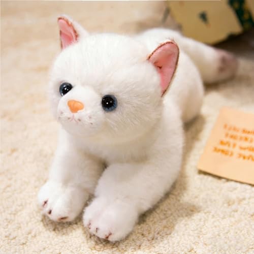 Image of PEACH CAT Cat Stuffed Animal 15 inch Realistic Kitten Plushies Soft Plush Toys Gifts for Kids White