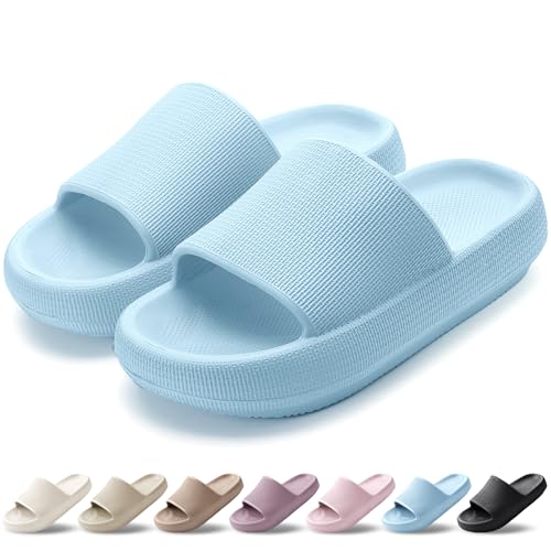 HEOAARG Zapatillas de Estar por Casa Mujer Hombre Zapatillas Nube Suave Chanclas de Baño Ligeras Pantuflas Chancletas Slippers Antideslizante Transpirables，Azul Claro，42-43 EU