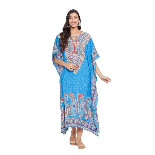 Image of Oussum Women Polyester Casual Long Plus Size Beach Caftan Cover Up Maxi Dress 1X-3X Summer Kaftan Dresses for Women