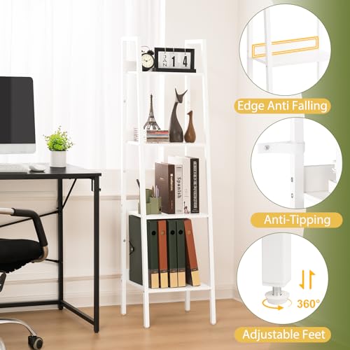 image for Yoobure Ladder Shelf, 4 Tier Tall Ladder Bookshelf Corner Shelf, Indus