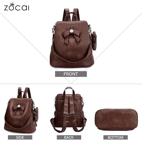 Image of ZOCAI Backpack Purse for Women Fashion Backpack Purses PU Leather Daypacks Anti-Theft Shoulder Bag Satchel Purse