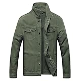 BULUWIE Jean Jacket for Men, Fashion Mens Denim Jacket Washed Classic Casual Distressed Ripped Slim Fit Trucker Jacket（2018 Army Green-M）