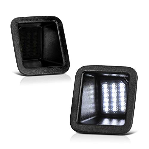 VIPMOTOZ Full LED Smoked Lens License Plate Light Tag Lamp Housing Assembly Replacement Pair For 2017-2022 Ford F-250 F-350 F-450 Super Duty Pickup Truck - 6000K Diamond White, 2-Pieces