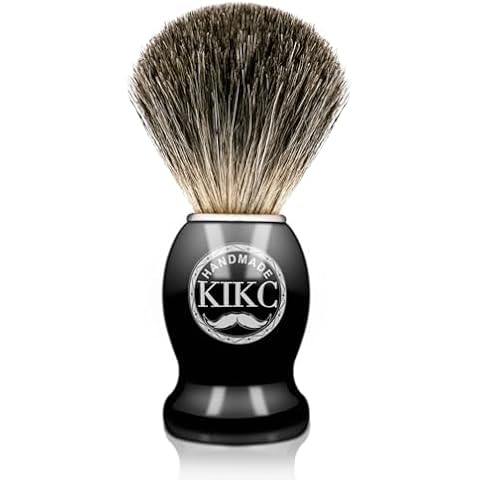 KIKC Hand Crafted Pure Badger Shaving Brush for Wet Shave, Soft Bristle, Wood Handle Black Color, Best Gift for Bearded Man Cover
