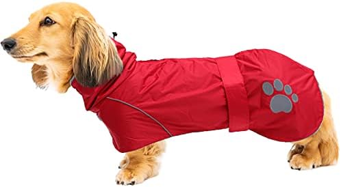 Geyecete Warm Thermal Quilted Dachshund Coat, Dog Winter Coat with Warm Fleece Lining, Outdoor Dog Apparel with Adjustable Bands for Small,Medium, Large Dog -Red-S