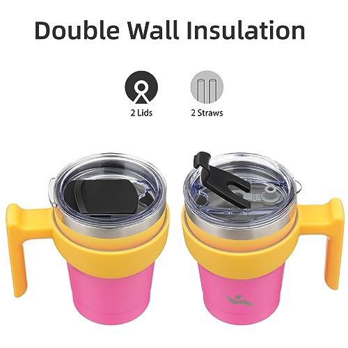 Image of Konokyo 10 oz Tumbler with Handle and Straw, Insulated Travel Mug