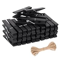 jijAcraft 7.2CM Black Wooden Pegs 50PCS: Clothes Pegs for Washing Line, Wooden Washing Peg, Strong Laundry Peg for Arts and DIY Crafts, Hanging Photo, Socks, Baby Clothes