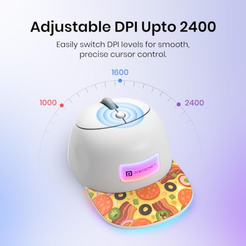 Image of Portronics Toad Cap Wireless Mouse with Bluetooth 5.0 + 2.4GHz Dual Connectivity, Adjustable DPI Upto 2400, Dynamic RGB Lighting, Type-C Rechargeable, 100g (Orange)