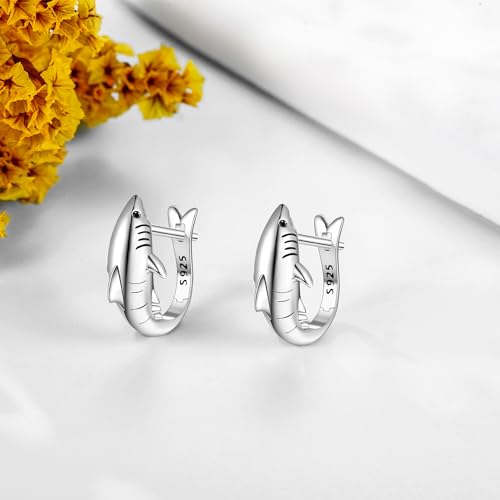 Shark Earrings For Women Sterling Silver Black Shark Hoop Earrings Jewelry For Women Ocean Lovers4