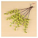 lliang Künstliche Blumen Weihnachten Red Berry PE Künstliche Blume 5 Zweige Gefälschte Beeren Weihnachten Kranz Handgemachte Accessoires Hause Neue Jahr Dekorationen (Farbe : B Green 5pcs)