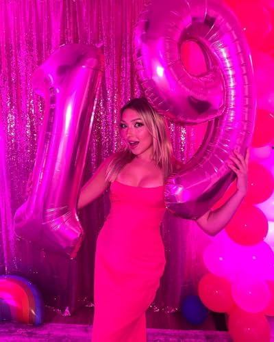 Image of Hot Pink Number 9 Balloon 40 Inch, 9th Birthday Party Decorations, Giant 9 Foil Balloon for Party Supplies
