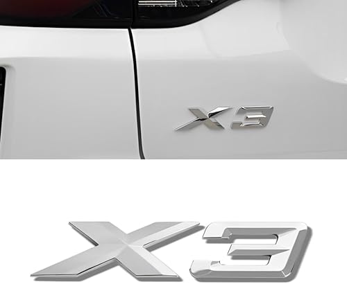 Miniatura 1 de X3 - Logotipo de letras para automóvil, accesorios de repuesto para tapa de maletero, calcomanía para emblema trasero (plata brillante)