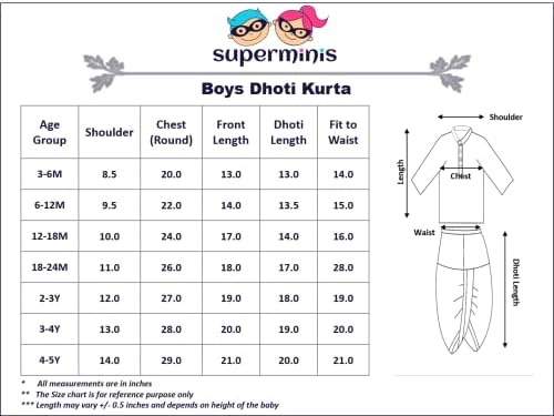 superminis Boy's Cotton Kurta with Dhoti - Golden Thread Work, Solid Round Collar, Full Sleeves, Side Button Kurta Set for Ethnic Wear