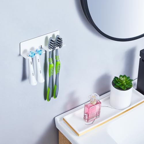 GGQ Zahnbürstenhalter Elektrische Zahnbürste - Zahnbürstenhalter Wand Ohne Bohren, Aufsteckbürsten Halter, Elektrische Zahnbürste Halterung, Selbstklebend Zahnbürstenkopf Halter (Weiß, Groß) 4