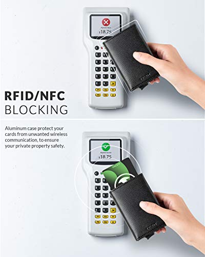 VULKIT Creditcardetui, echt leer, RFID-blokkeren, bifold portemonnee voor heren, portemonnee met muntvak en bankbiljettenvak, V3 Cross Zwart, s, - Image 5