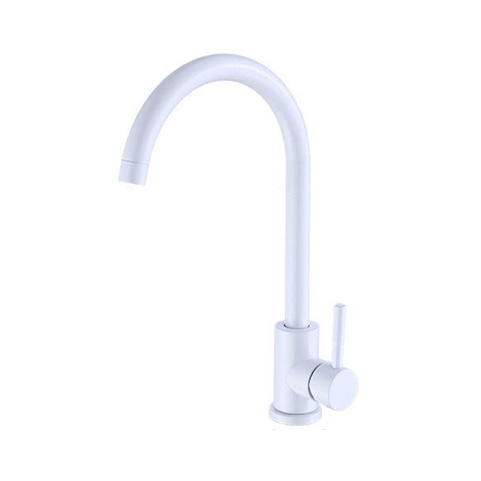 Grifo de acero inoxidable blanco con diseño curvo premium para cocinas minimalistas contemporáneas