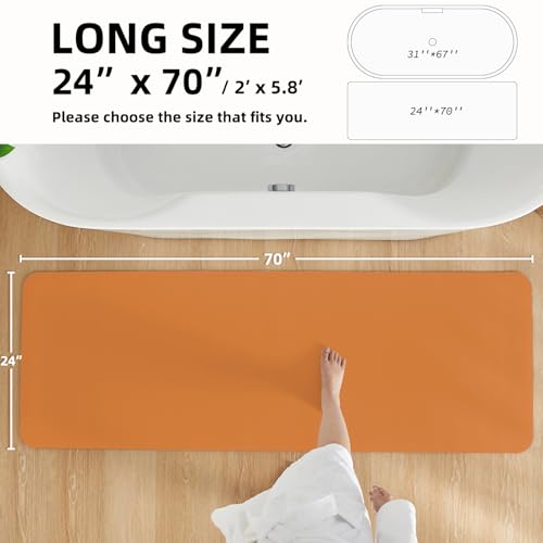Bathroom Mat Quick Dry, Bathroom Rugs Non Slip Washable Thin Absorbent Bath Mat Fits Under Door Bathroom Floor Mat Perfect for Bath, Shower, or Sink 24"x70" Orange
