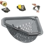 [mocoly]三角コーナー マグネット固定三角水切りラック 水切りバスケット 排水バスケット キッチンシンク ストレーナー 詰まり防止 磁気 スポンジ ホルダー 吊り下げ 残り物濾過 湯切り 果物 野菜 食品洗浄用 キッチンシンク排水ストレーナーバスケット 調理用 家庭用 キッチン用品