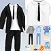 Miunana Lot 16 Items Doll Clothes & Accessories Classic Black Suit for Boy Doll Include Random 4 PCS Casual Wear + 5 PCS Dolls Pants + 3 Pairs of Shoes Laptop Water Bottles