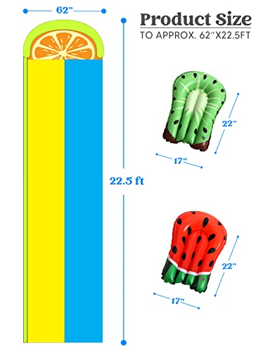 Sloosh 20Ft Double Water Slides With 2 Boogie Boards Backyard Outdoor Slip Lawn Waterslide 2 Sliding Racing Lanes With Sprinklers Summer Watertoy 20Ft X 62In, Orange #TOP5