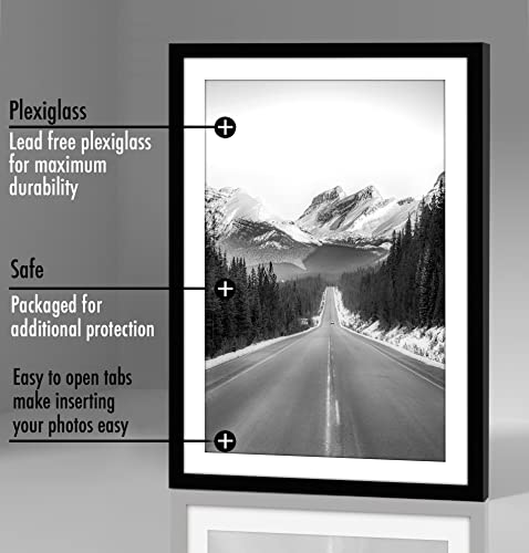 Americanflat 13X19 Picture Frame In Black - Set Of 5 - Use As 11X17 Picture Frame With Mat Or 13X19 Frame Without Mat - Plexiglass Cover, Sawtooth Hanging Hardware For Horizontal Or Vertical Display #TOP5