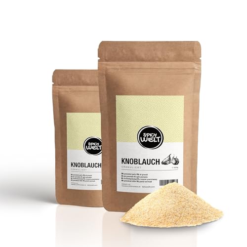 Spicy Welt Knoblauch Granuliert (250g) – Granulierter Knoblauch | Streufähige Basiswürze | für Marinaden, Dips & Grill | Herzhaft, Rund & Sauber Dosierbar | 100% Naturrein, Ohne Zusätze