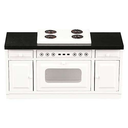 Wooden Dollhouse Kitchen Stove, 1/12 Scale, White
