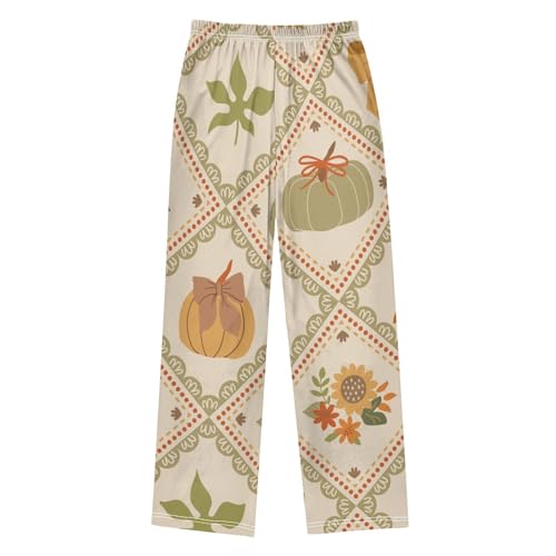 Bow and Pumpkin Boys Pants Boys Athletic Pants Long Pant for Boywith Pockets Wide-Leg Size 6-14Y2