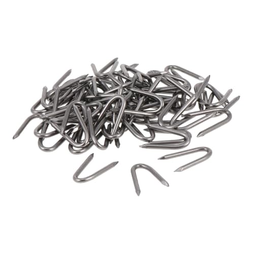 SEWACC 140 pièces Clous U Métal pour Fixation Clôtures Jardin Clous Fer Forme U Robustes pour Grillage Rigide et Piquets Agrafes à Pointe Aiguisée pour Maintien Solide et Installation