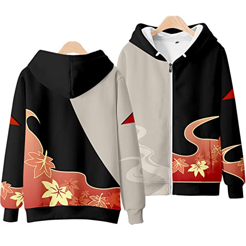 OUHZNUX Genshin Impact Wind Attribute Hoodie-Pulloverjacke, Kaedehara Kazuha Gaming 3D-Druck, Langarm-Sweatshirt, Reißverschlussjacke, Unisex, lässiges Mode-Sweatshirt-Set (2XS-4XL) Cover