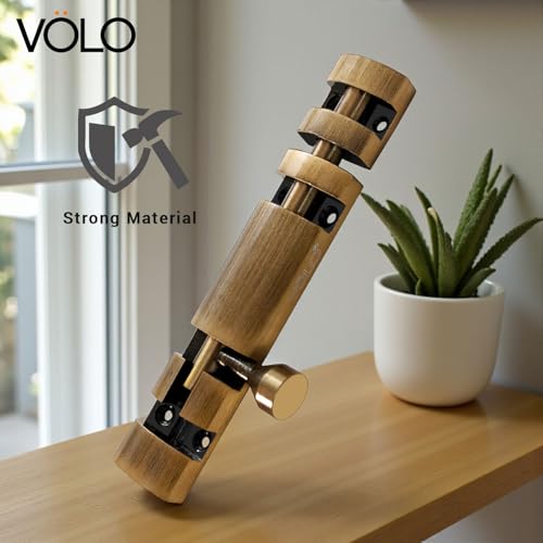 Image of VOLO Aluminium Tower Bolt with Stainless Steel Rod - Heavy Duty Door & Window Latch for Home and Office | Main Door Tower Bolt | Kundi /Chitakini | Pack of 2 Pieces (Antique Brass, 4 Inch)