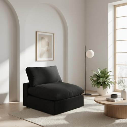 Image of Modular Sectional Sofa,Extra Comfty Deep-Seat-Filled Couch, Black Modern Couches for Living Room,Apartment,Office,Small Space