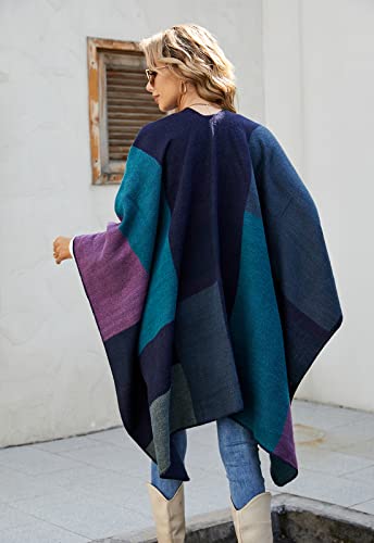 Image of LittleMax Women's Shawl Wraps, Fall Clothes Open Front Boho Cardigan Plaid Knitted Sweater