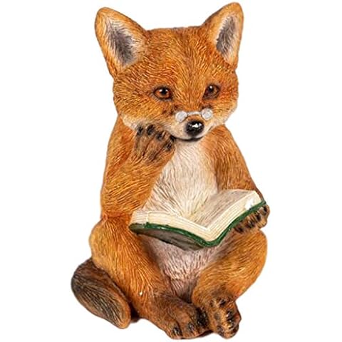 Vibrant Reading Fox Garden Ornament Figurine Cover