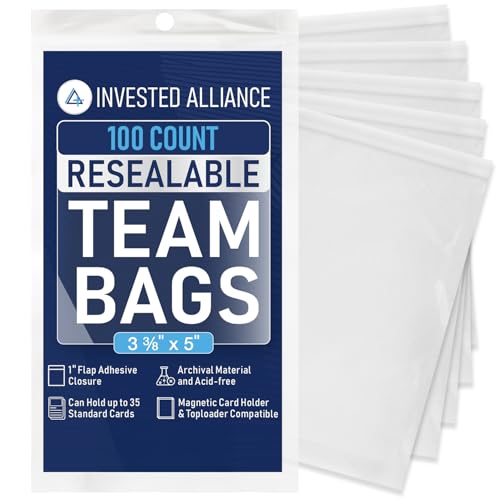 Invested Alliance Resealable Set Team Bags for Trading Cards | Ultra, TCG, Baseball, Sports Card Team Bags Sleeves. Fits Top loaders, Magnetic & Semi Rigid Holders. High Clarity Sleeves.