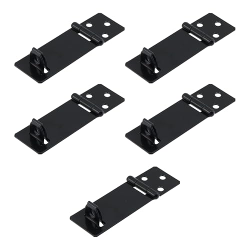WDONAY Door Locks Hasps, 2.5 Inch Black Iron Padlock Latch Lock Latches Hardware with Screws for Cabinet Closet Shed Gate Door Clasp Hasp Lock (5 Pcs, 2.5