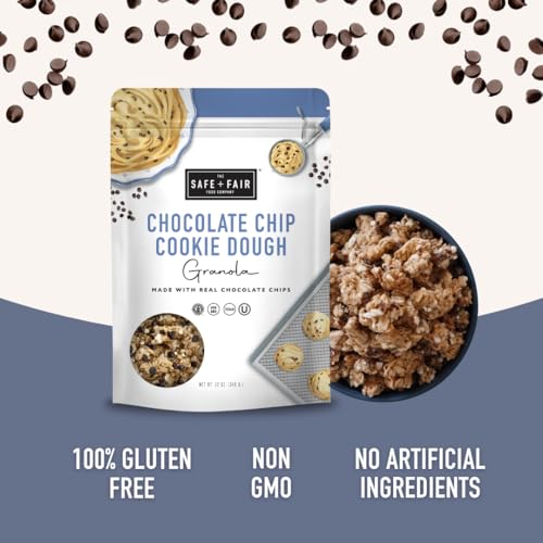 Image of The Safe + Fair Food Company Chocolate Chip Cookie Dough Granola - 12oz | Gluten-free, dairy-free & vegan snack, allergen-free, non-GMO, no artificial ingredients, 12oz pack